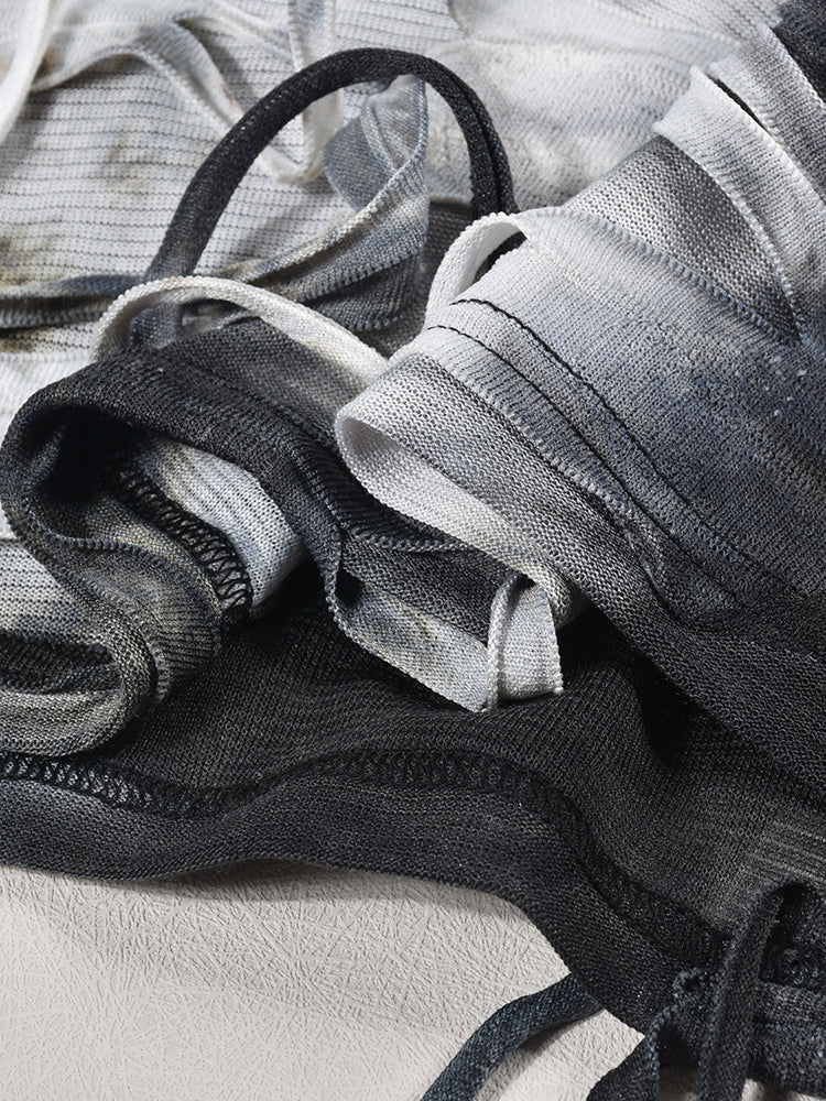 Halloween Tie-Dye Knit Long Sleeve Backless Dress