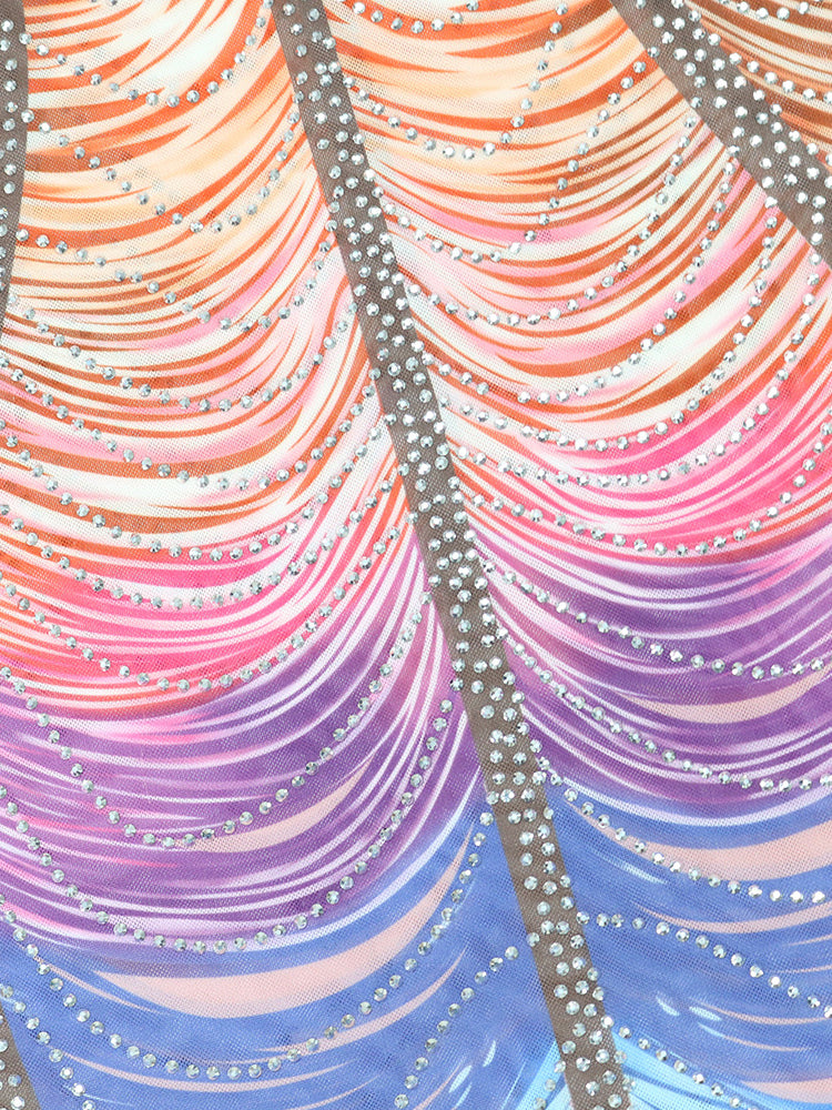 Ombre Color Tassel Rhinestone Mini Dress