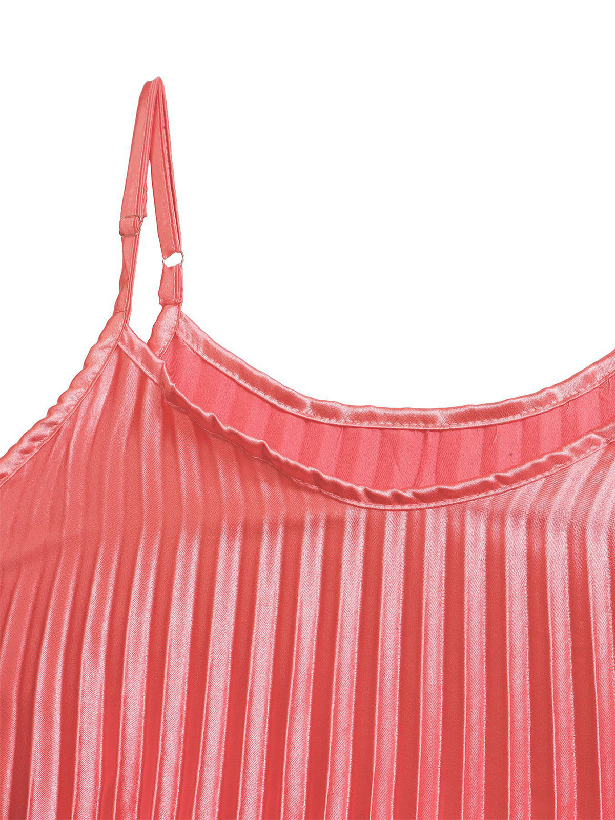 Solid Color Loose Strap Beach Pleated Dress