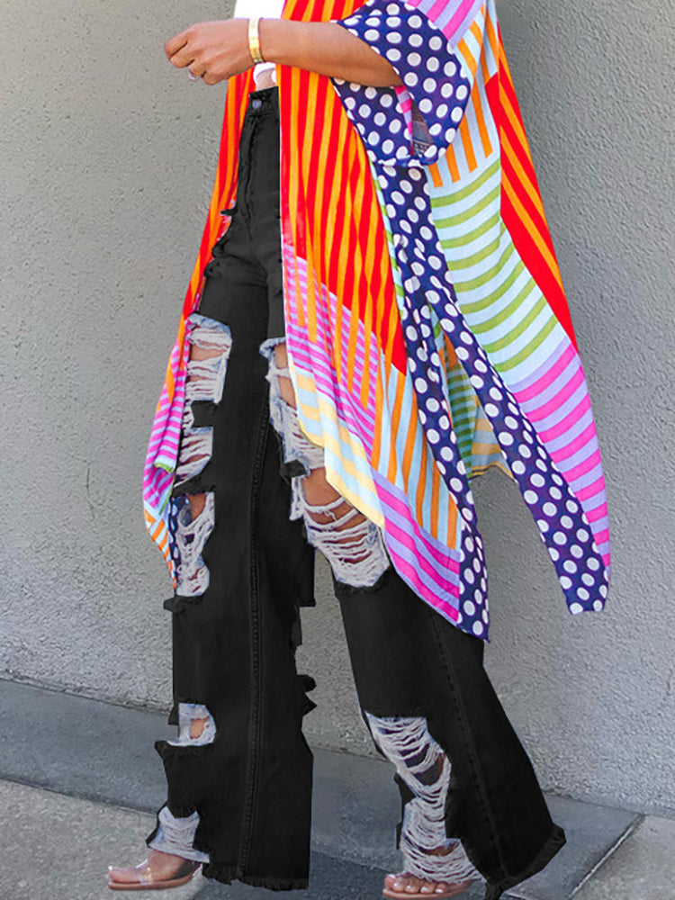 Street Style Distressed Loose Fit Straight Jeans