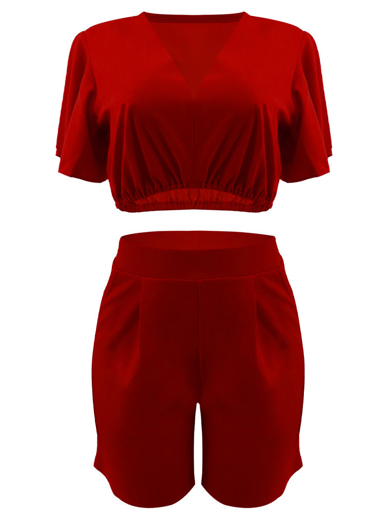 Conjuntos de pantalones cortos con top corto de dos piezas