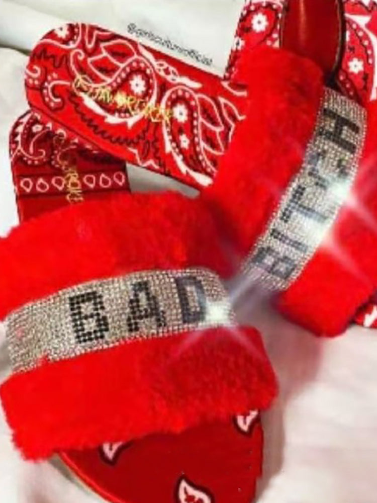 Fuzzy Letter Rhinestone Slides