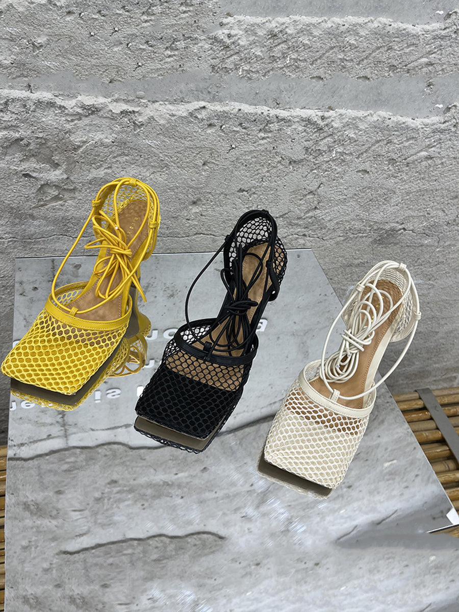 Hollow Out Crossed Straps High Heel Sandal