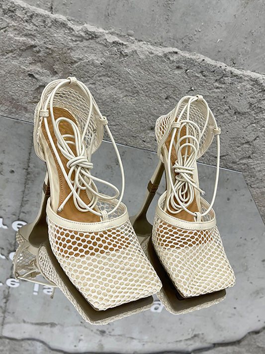 Hollow Out Crossed Straps High Heel Sandal
