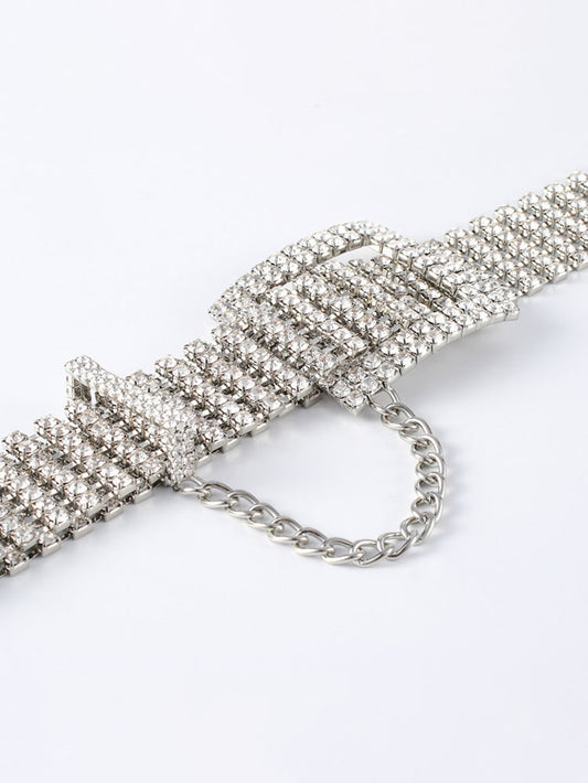 Minimalist Rhinestone Glitter Waist Belts