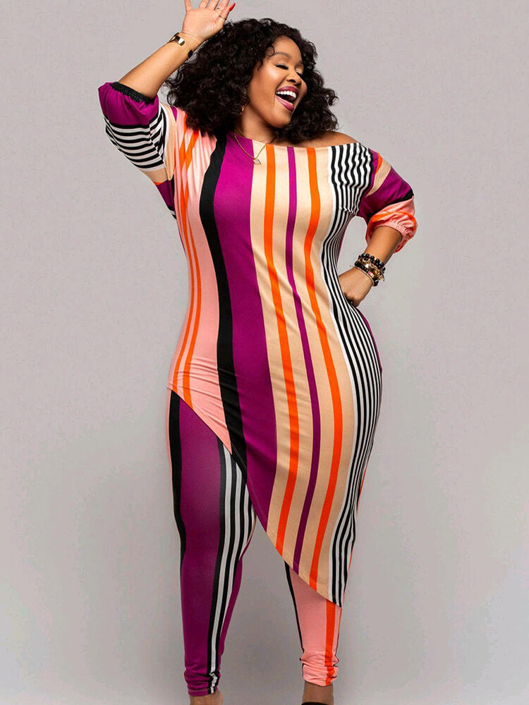 Two Piece Long Sleeve Asymmetrical Top Pants