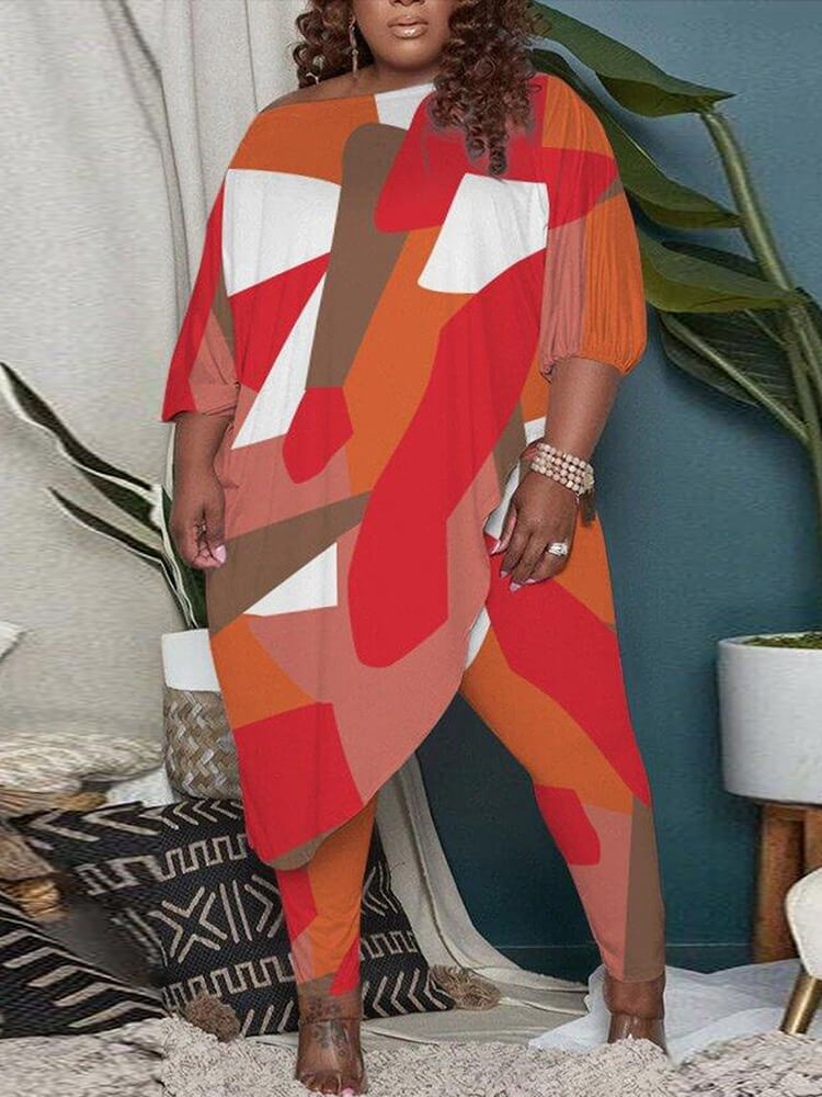 Two Piece Bracelet Sleeve Top Bodycon Pants