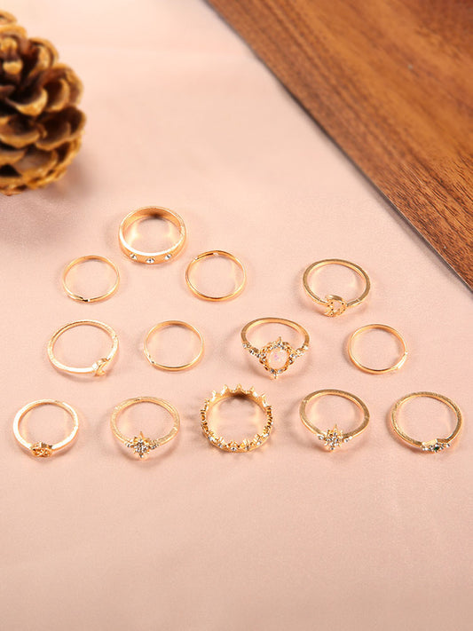 Eleven Piece Pearl Rhinestone Rings Set