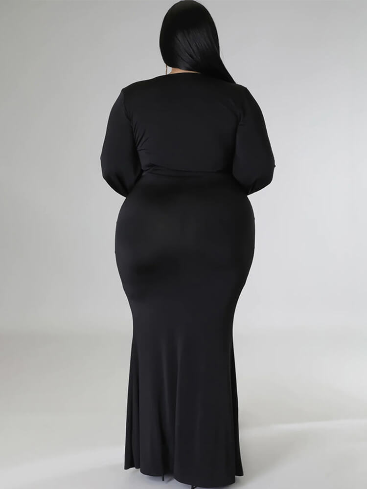 Long Sleeve V Neck Bodycon Maxi Dress