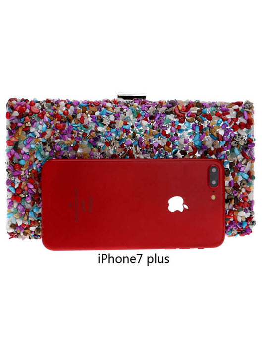 Colorful Stone Chain Cuboid HandBags