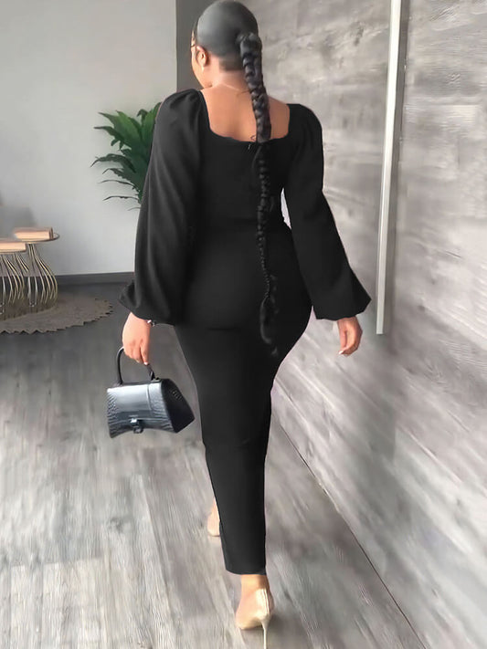 Chiffon Long Sleeve Bodycon Split Maxi Dress