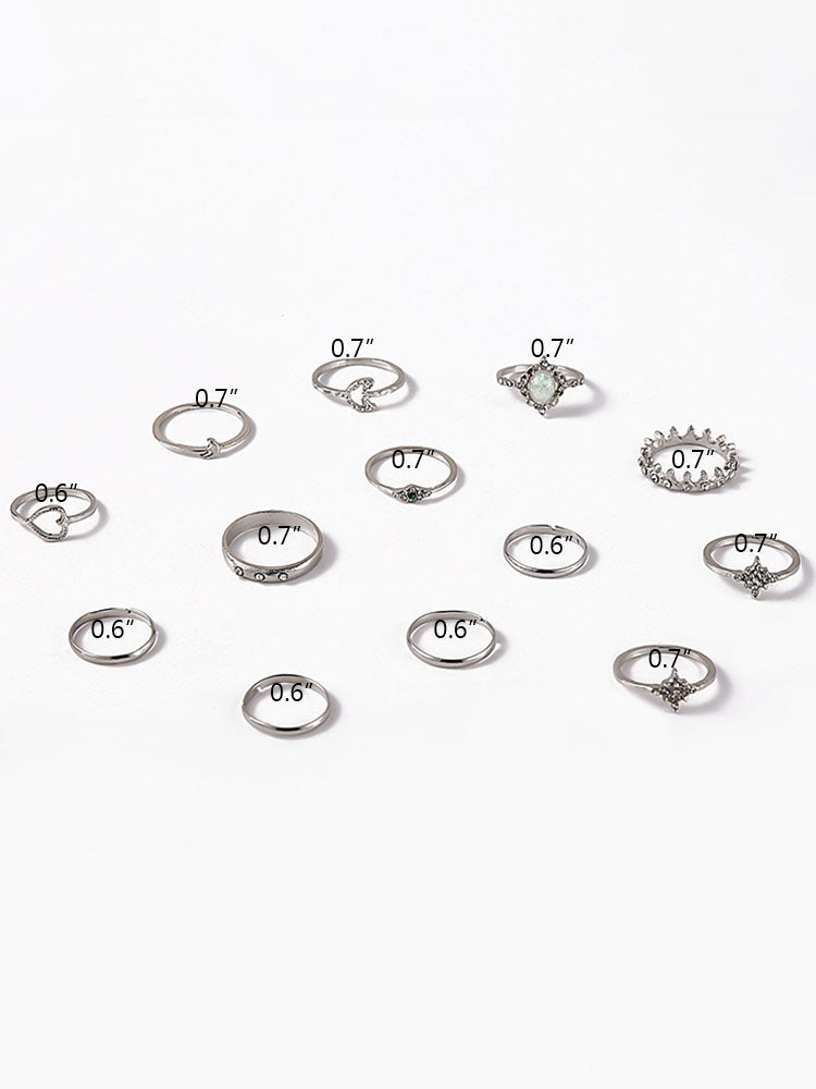 Conjuntos de anillos de diamantes de imitación de perlas de once piezas