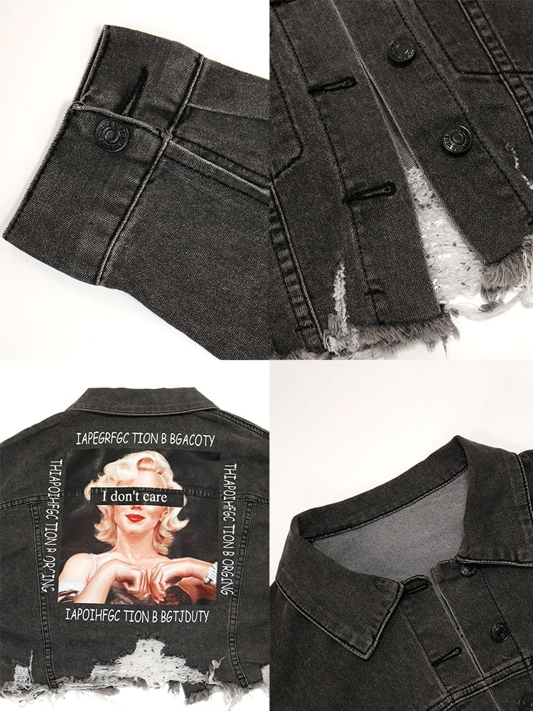 Long Sleeves Lapel Denim Jacket