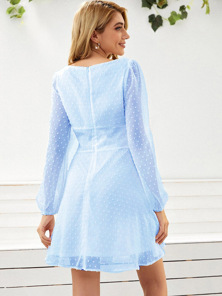 Long Lantern Sleeve Flowy Mini Dress
