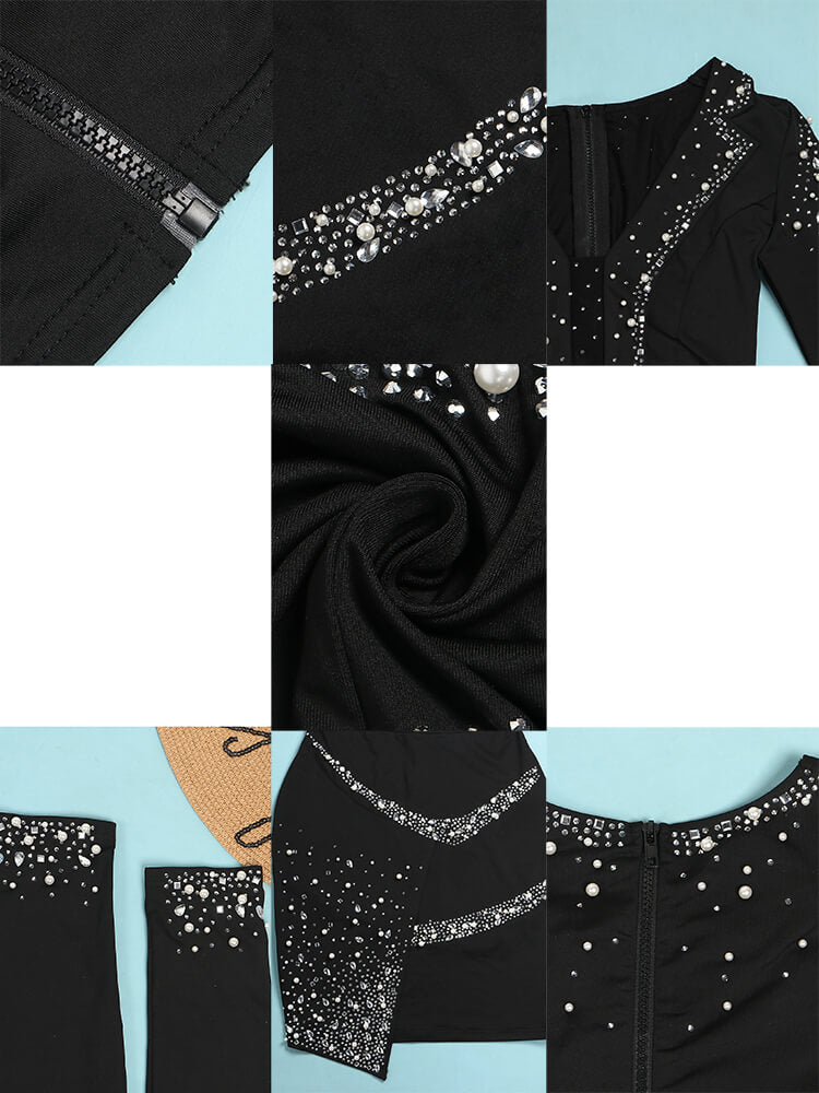 Faldas y tops con patchwork de diamantes de imitación de malla de dos piezas