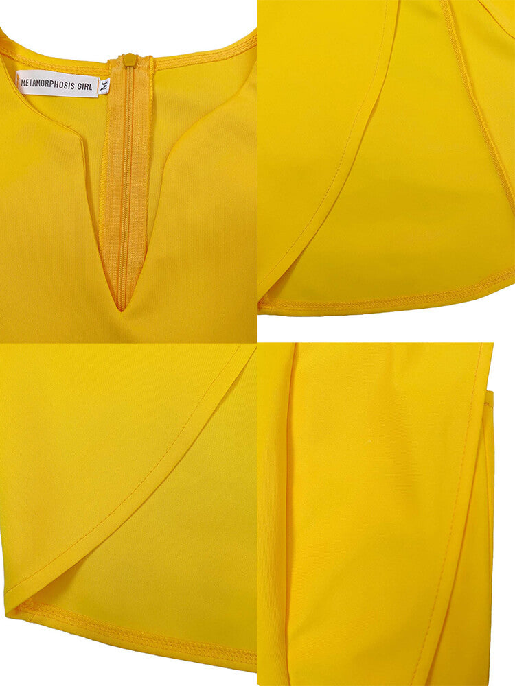 Vestidos midi ajustados con retazos y volantes sin mangas