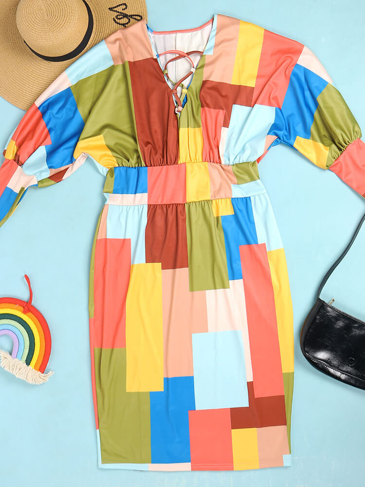 Vestidos midi estampados con manga larga tipo farol