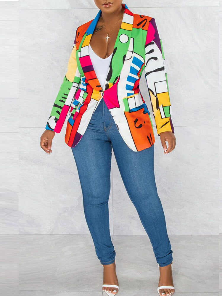 Long Sleeve Printed Button Jacket