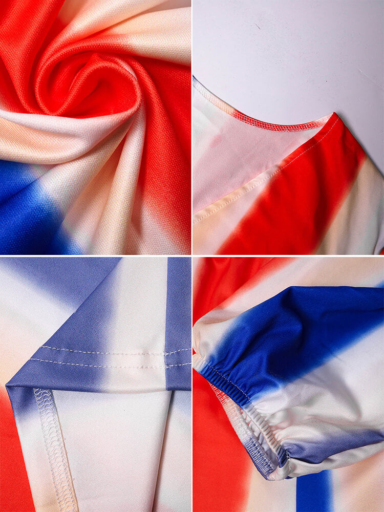 Long Sleeve Multicolor Stripe Wide Leg Jumpsuit with Belt