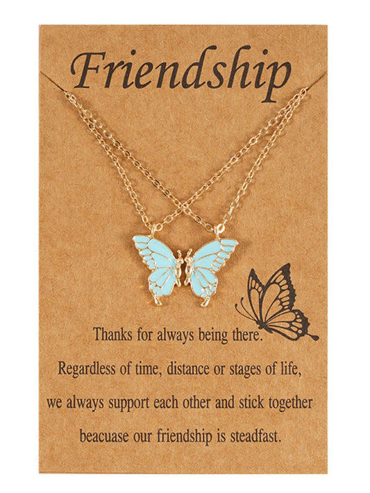 Double Layer Butterfly Pendant Chain Necklaces