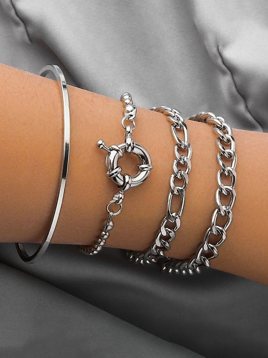 Four Piece Thick Chain Bracelets