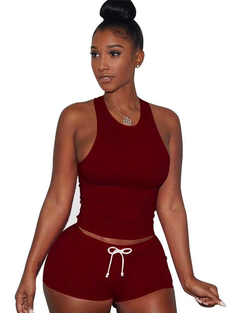 Two Piece Sleeveless Crop Top shorts Set Tracksuits
