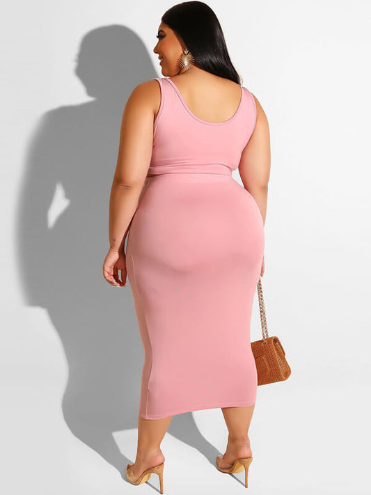 Plus Size Two Piece Tank Top Maxi Skirts Set