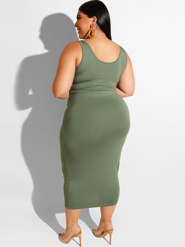 Plus Size Two Piece Tank Top Maxi Skirts Set