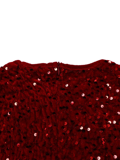 Long Sleeve Solid Color Sequin Dress
