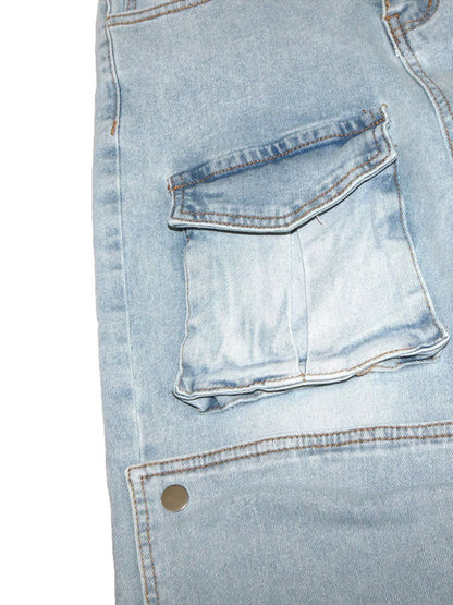 Multi-Pocket Straight Leg Jeans