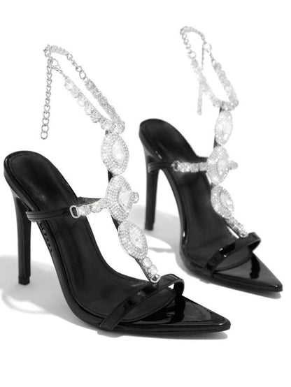 Rhinestone Chain Strap Stiletto Heels