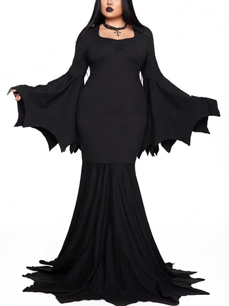 Halloween Costume Gothic Bat Wing Maxi Dress