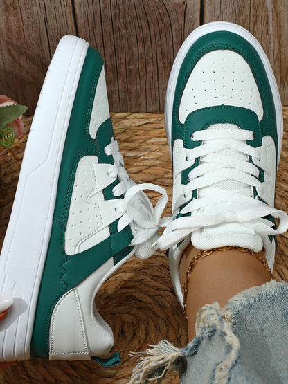 Colorblock Platform Lace-Up Sneakers