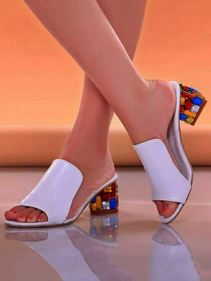 Colorful Crystal Patchwork Chunky Slide