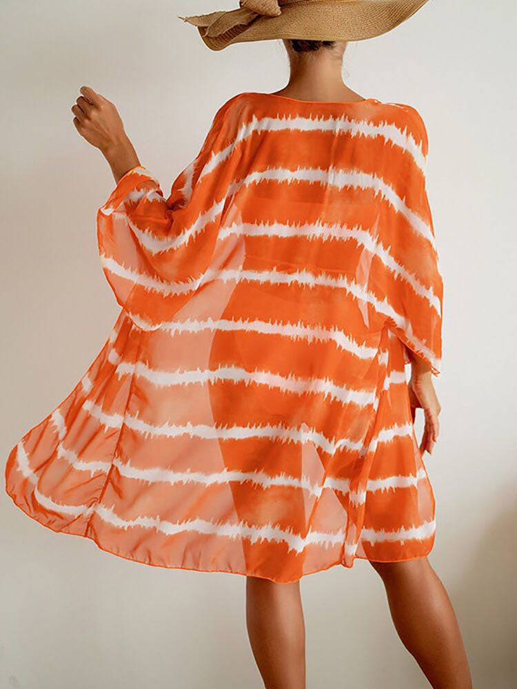 Trajes de baño con estampado teñido anudado de tres piezas