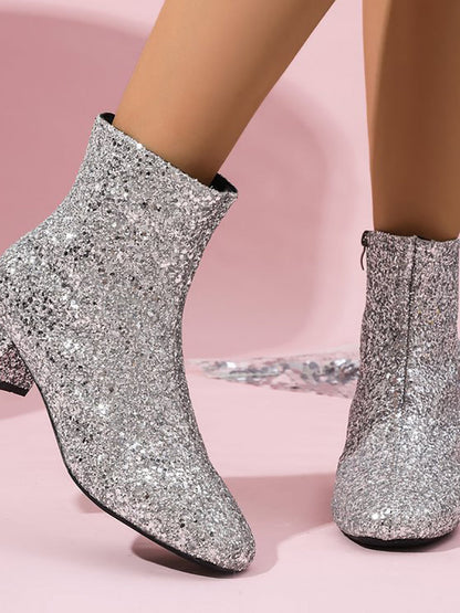 Sequin Glitter Ankle Boots