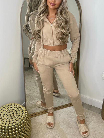 Two Piece Fleece Lined Hoodie Sweatshirt Pants Set