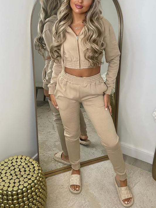 Two Piece Fleece Lined Hoodie Sweatshirt Pants Set