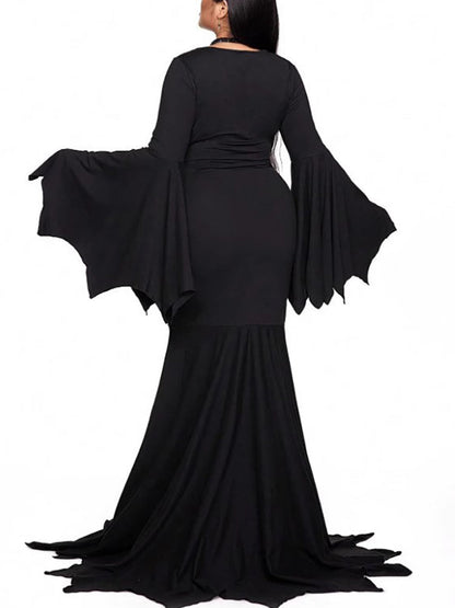 Halloween Costume Gothic Bat Wing Maxi Dress