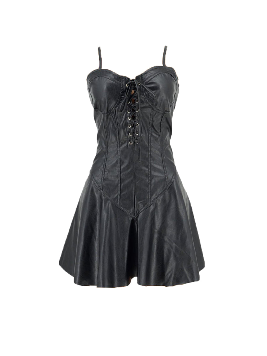 Lace-Up Corset Flared Mini Dress