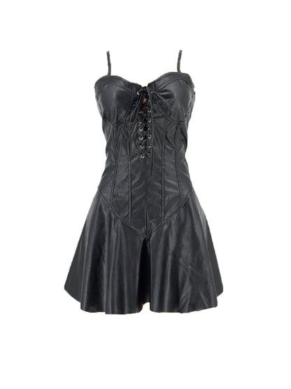 Lace-Up Corset Flared Mini Dress
