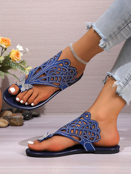 Butterfly Rhinestone Beach Flip Flops