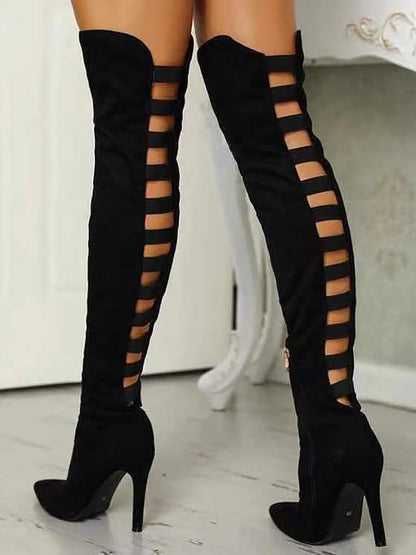 Cutout Over-The-Knee High Heel Boots