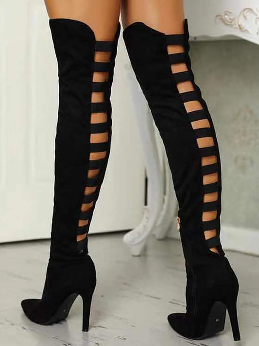 Cutout Over-The-Knee High Heel Boots