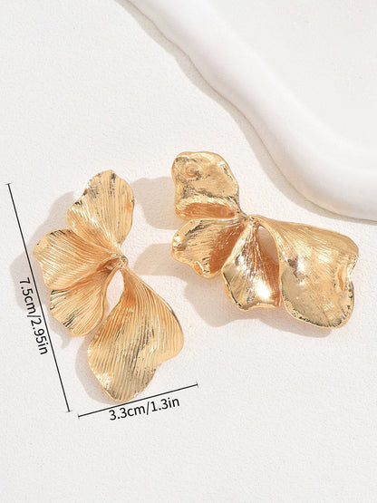 Metal Floral Petal Earrings