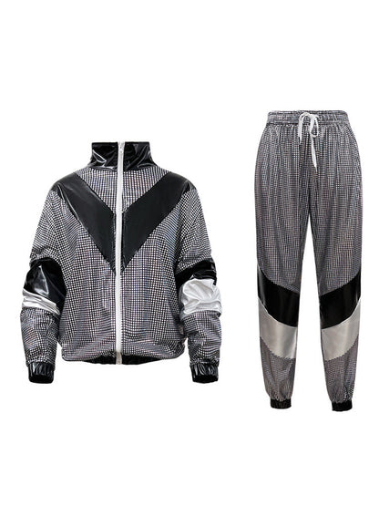 Halloween 80s Disco Glitter Jacket Pants Sets
