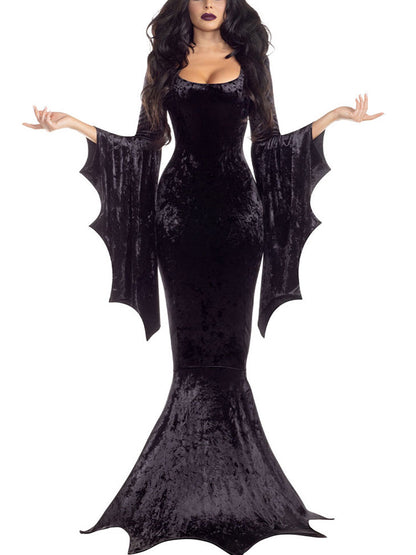 Halloween Costume Velvet Gothic Maxi Dress
