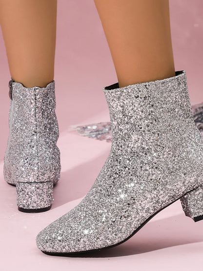 Sequin Glitter Ankle Boots