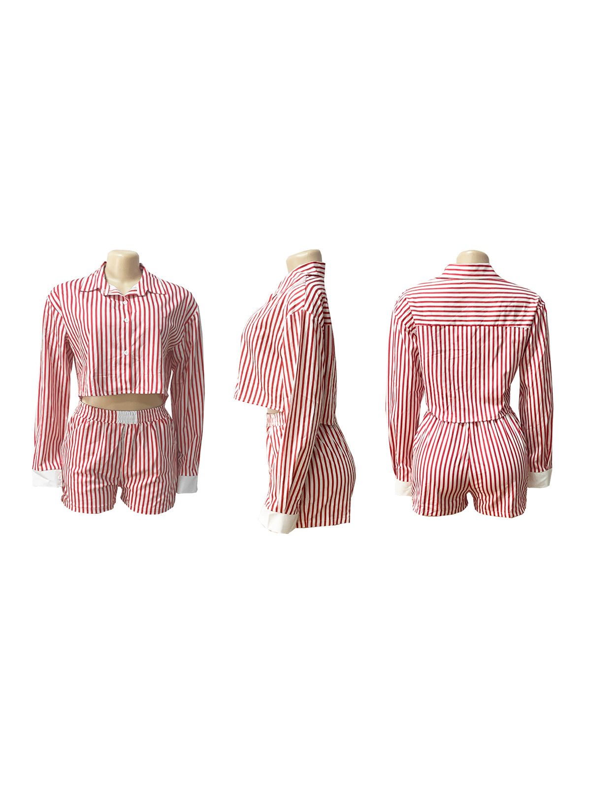 Striped Shirt Shorts Set