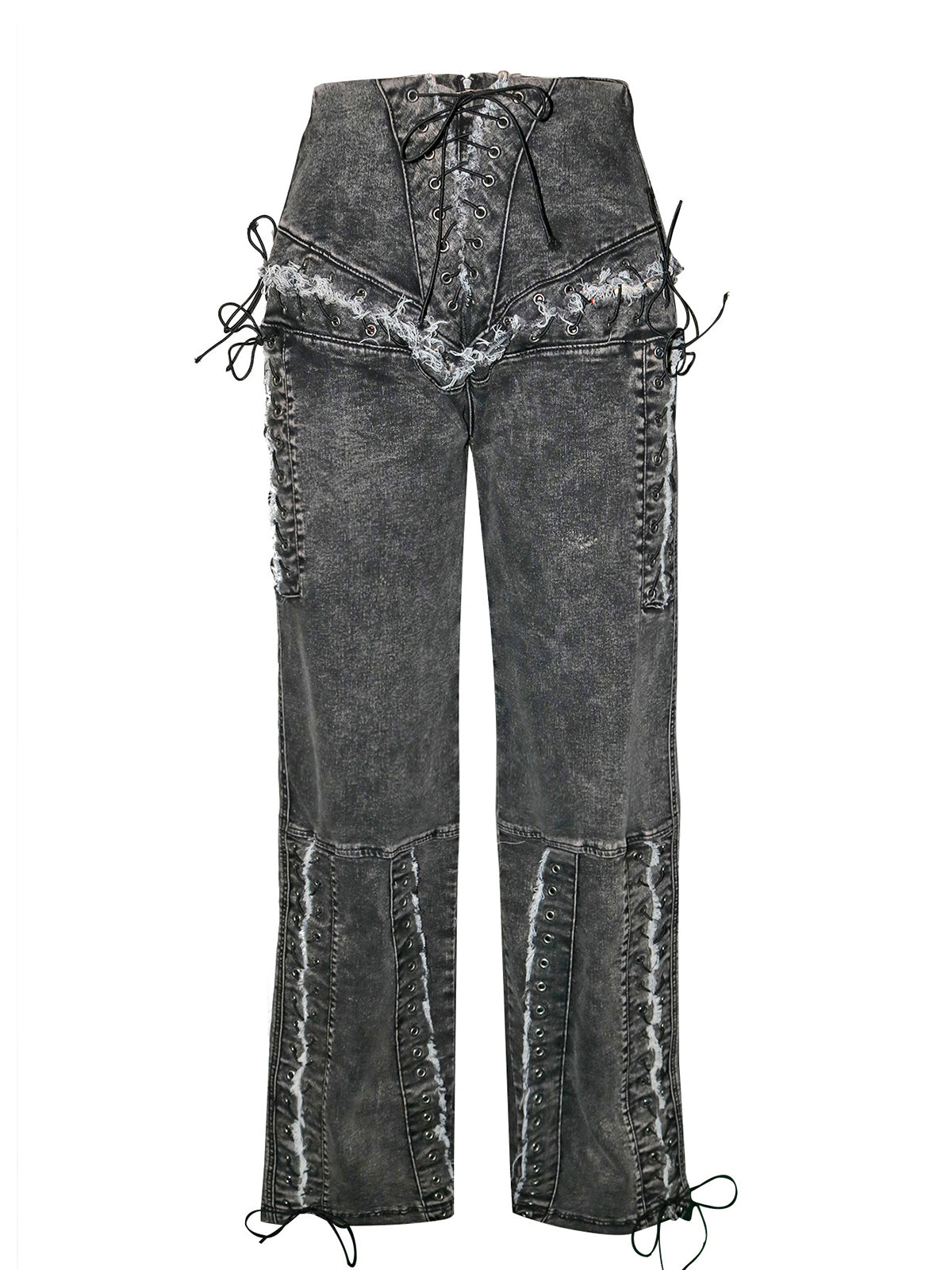 Lace-Up Cutout Denim Jeans